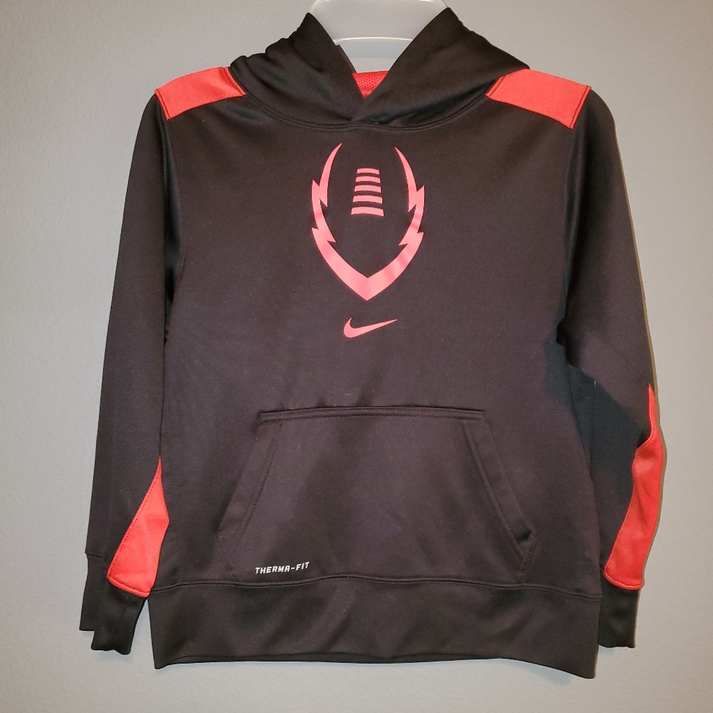 Nike Pullover Hoodie Youth M Black Red Therma Fit